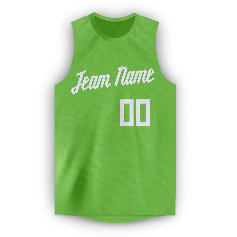 Custom Royal Neon Green-White Music Festival Round Neck Sublimation  Basketball Suit Jersey