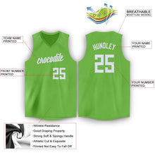 Load image into Gallery viewer, Custom Neon Green White V-Neck Basketball Jersey
