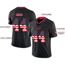 Load image into Gallery viewer, Custom Lights Out Black Scarlet-Navy USA Flag Fashion Football Jersey
