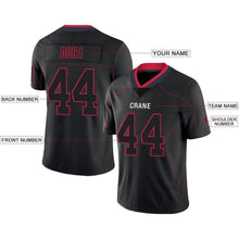 Load image into Gallery viewer, Custom Lights Out Black Scarlet-Navy Football Jersey
