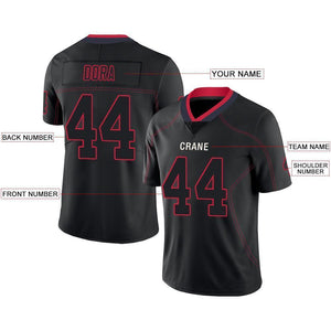 Custom Lights Out Black Scarlet-Navy Football Jersey