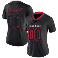 Load image into Gallery viewer, Custom Lights Out Black Scarlet-Navy Football Jersey
