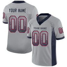 Load image into Gallery viewer, Custom Light Gray Navy-Scarlet Mesh Drift Fashion Football Jersey
