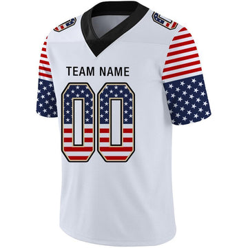 Custom White Black-Vegas Gold USA Flag Fashion Football Jersey