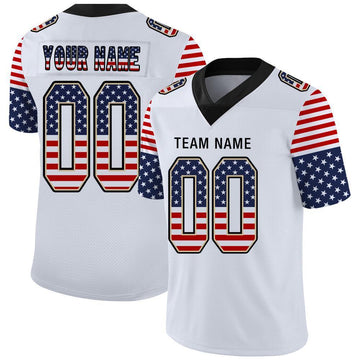 Custom White Black-Vegas Gold USA Flag Fashion Football Jersey