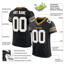 Load image into Gallery viewer, Custom Black White-Old Gold Mesh Authentic Football Jersey
