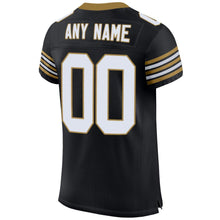 Load image into Gallery viewer, Custom Black White-Old Gold Mesh Authentic Football Jersey
