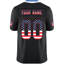 Load image into Gallery viewer, Custom Lights Out Black Scarlet-Royal USA Flag Fashion Football Jersey

