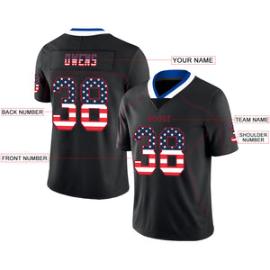Custom Lights Out Black Scarlet-Royal USA Flag Fashion Football Jersey