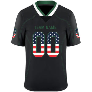 Custom Lights Out Black Gotham Green-White USA Flag Fashion Football Jersey