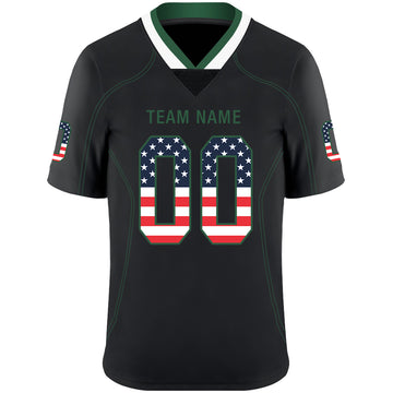 Custom Lights Out Black Gotham Green-White USA Flag Fashion Football Jersey
