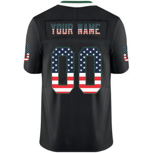 Custom Lights Out Black Gotham Green-White USA Flag Fashion Football Jersey