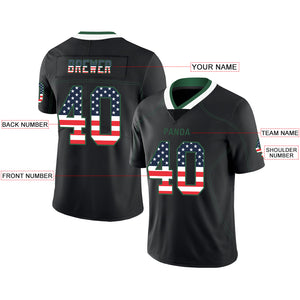 Custom Lights Out Black Gotham Green-White USA Flag Fashion Football Jersey