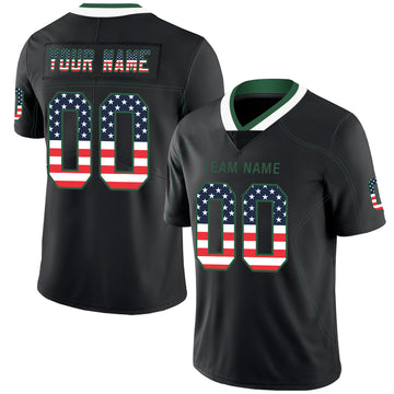 Custom Lights Out Black Gotham Green-White USA Flag Fashion Football Jersey