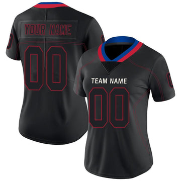 Custom Lights Out Black Scarlet-Royal Football Jersey