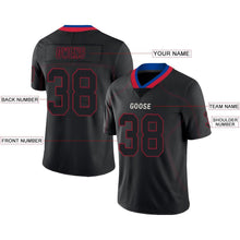 Load image into Gallery viewer, Custom Lights Out Black Scarlet-Royal Football Jersey

