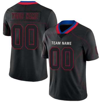 Custom Lights Out Black Scarlet-Royal Football Jersey