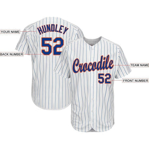 Custom White Royal Strip Royal-Orange Baseball Jersey