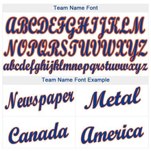 Load image into Gallery viewer, Custom White Royal Strip Royal-Orange Baseball Jersey
