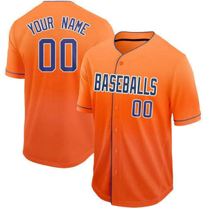 Custom Orange Royal-White Fade Baseball Jersey