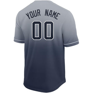 Custom Navy Gray-White Fade Baseball Jersey