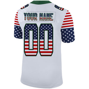 Custom White Gotham Green-Black USA Flag Fashion Football Jersey