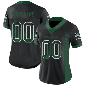Custom Black Gotham Green-White Mesh Drift Fashion Football Jersey