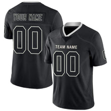 Load image into Gallery viewer, Custom Lights Out Black Silver Football Jersey
