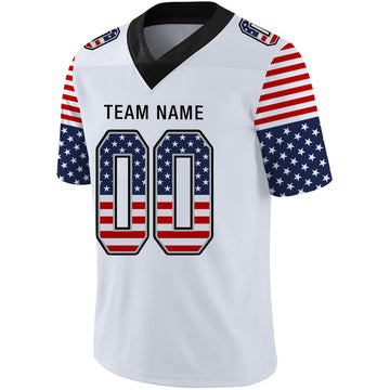 Custom White Black-Gray USA Flag Fashion Football Jersey