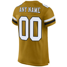 Load image into Gallery viewer, Custom Old Gold White-Black Mesh Authentic Football Jersey

