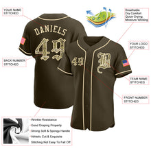 Load image into Gallery viewer, Custom Olive Camo-Khaki Authentic Salute To Service American Flag Fashion Baseball Jersey
