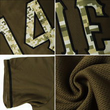 Load image into Gallery viewer, Custom Olive Camo-Black Authentic Salute To Service American Flag Fashion Baseball Jersey
