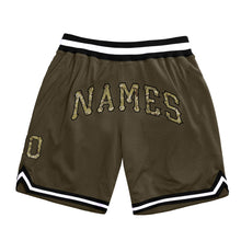 Load image into Gallery viewer, Custom Olive Camo-Black Authentic Throwback Basketball Shorts
