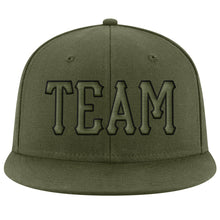 Load image into Gallery viewer, Custom Olive Olive-Black Stitched Adjustable Snapback Hat
