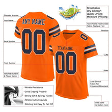 Load image into Gallery viewer, Custom Orange Navy-White Mesh Authentic Football Jersey
