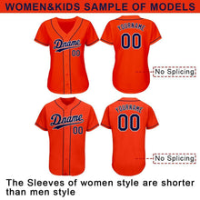 Load image into Gallery viewer, Custom Orange Navy-White Authentic Baseball Jersey
