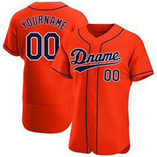 Load image into Gallery viewer, Custom Orange Navy-White Authentic Baseball Jersey
