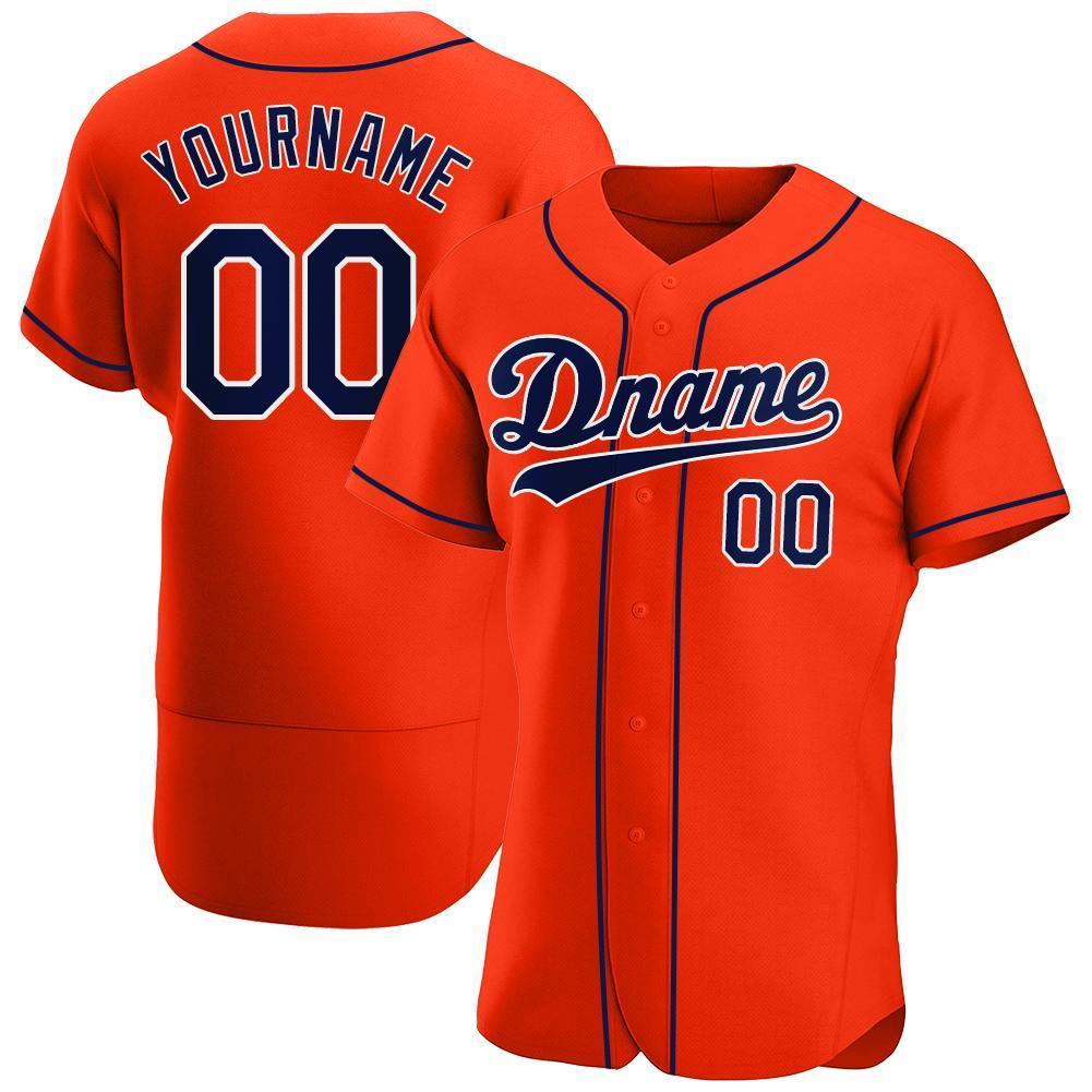 Custom Orange Navy-White Authentic Baseball Jersey