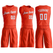 Load image into Gallery viewer, Custom Orange White Round Neck Suit Basketball Jersey
