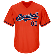 Load image into Gallery viewer, Custom Orange Navy-White Authentic Throwback Rib-Knit Baseball Jersey Shirt
