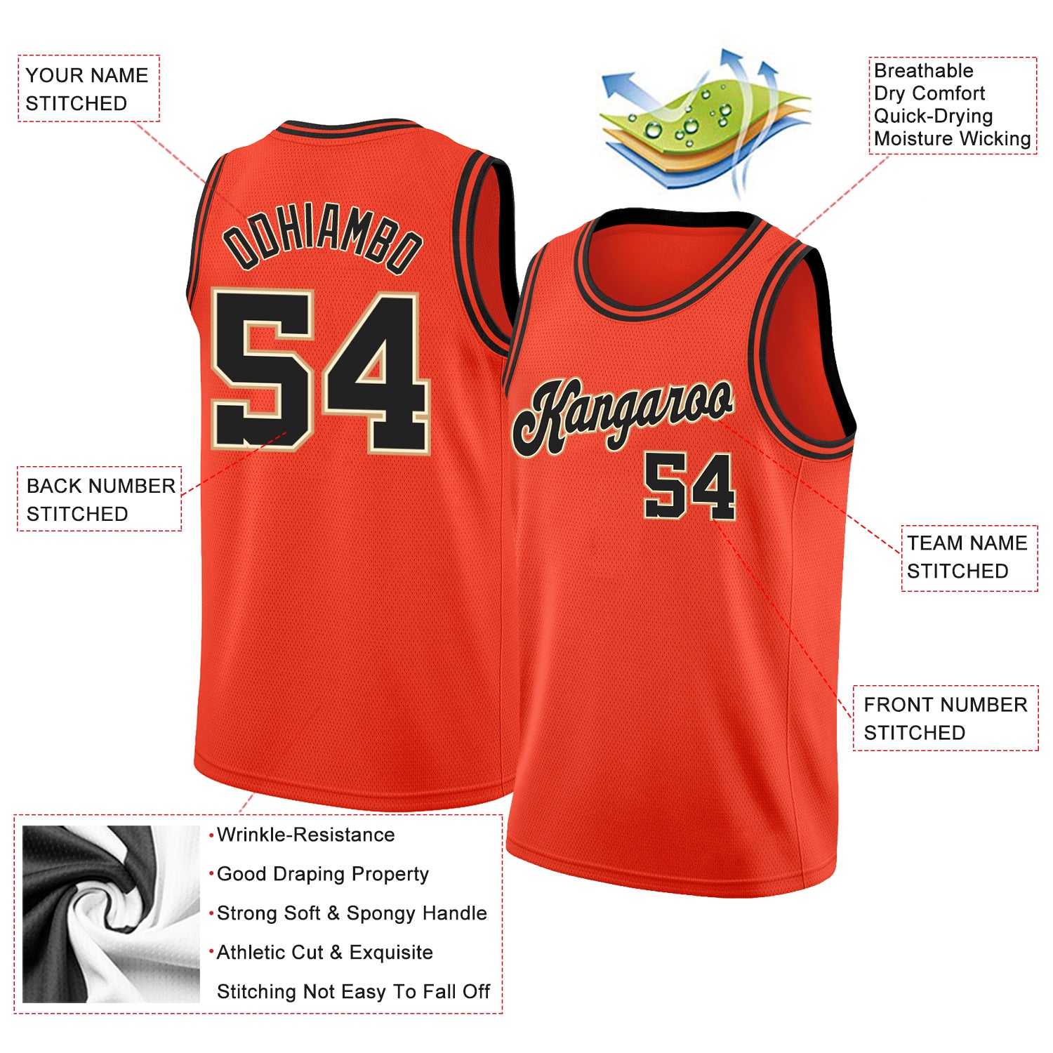Rarp-ID Outrageous Orange Recycled Unisex Basketball Jersey