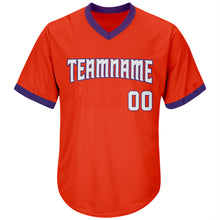 Load image into Gallery viewer, Custom Orange White-Purple Authentic Throwback Rib-Knit Baseball Jersey Shirt
