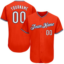 Load image into Gallery viewer, Custom Orange White-Navy Authentic Baseball Jersey
