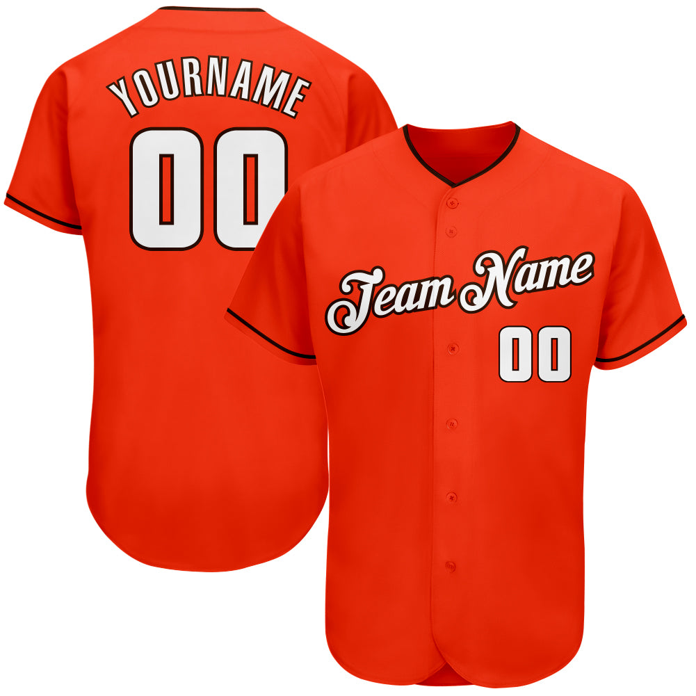 Custom Orange White-Brown Authentic Baseball Jersey