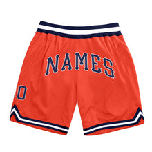 Load image into Gallery viewer, Custom Orange Navy-White Authentic Throwback Basketball Shorts
