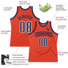 Load image into Gallery viewer, Custom Orange Navy-White Authentic Throwback Basketball Jersey
