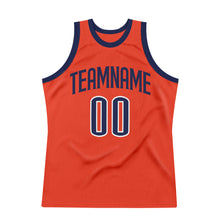 Load image into Gallery viewer, Custom Orange Navy-White Authentic Throwback Basketball Jersey
