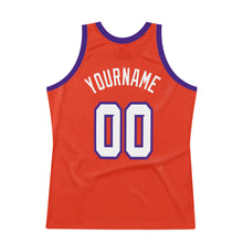 Load image into Gallery viewer, Custom Orange White-Purple Authentic Throwback Basketball Jersey
