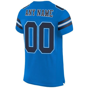 Custom Panther Blue Navy-White Mesh Authentic Football Jersey