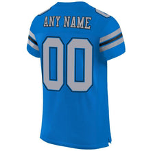 Load image into Gallery viewer, Custom Panther Blue Light Gray-Black Mesh Authentic Football Jersey
